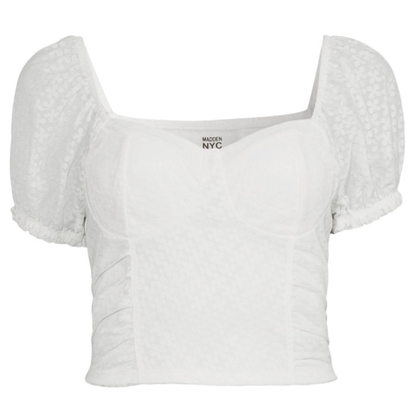 MADDEN NYC Puff Sleeve Cloud Dancer Top       Size XL - Picture 6 of 10